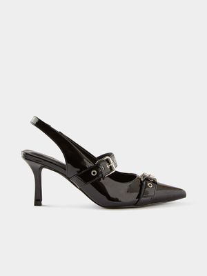 Women's Cotton On Black Amber Statement Pointed Slingback Heels