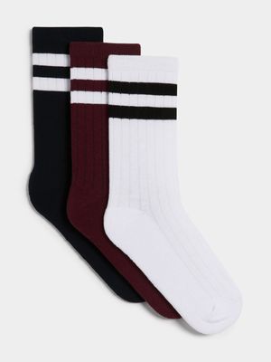 Jet Older Boys Multicolour 3 Pack Sports Socks