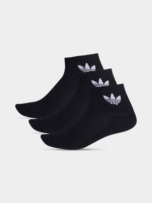 adidas Originals Unisex Trefoil Mid Ankle Black Socks