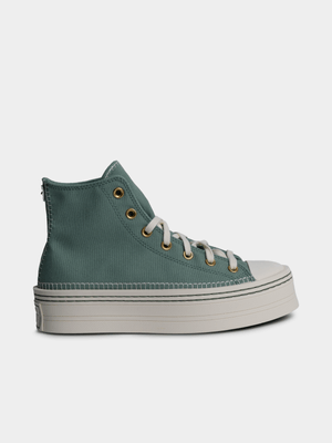 Women's Converse Chuck Taylor All Stars Modern Lift Platform Crafted Hi-top Green/White Sneaker