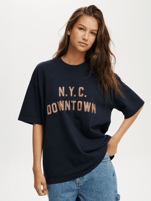 Women's Cotton On Navy The Premium Boxy Graphic T-shirt