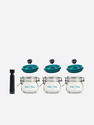 Airtender Jar Vacuum Set of 3 Jars & Seals 0.5L