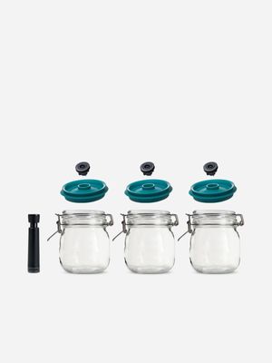 Airtender Jar Vacuum Set of 3 Jars & Seals 1L