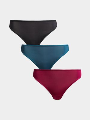 Jet Women's Multicolour 3 Pack Thong