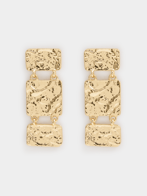 Molten Triple Square Drop Earrings