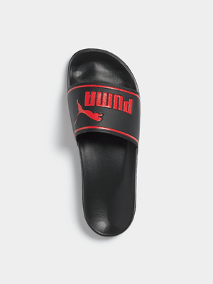 Mens Puma Poolcat Black/Red Slides