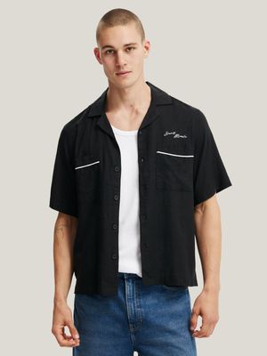 Men's Cotton On Black Cabana Short Sleeve Shirt