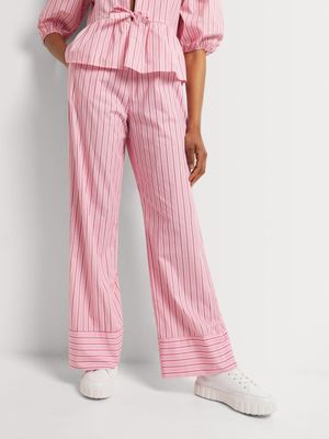 Y&G Poplin Elasticated Waist Wide Leg Pants