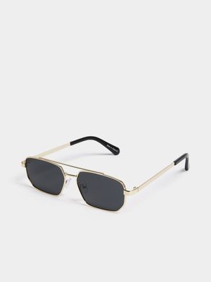 Men's Relay Jeans Avaitor Black/Gold Sunglasses