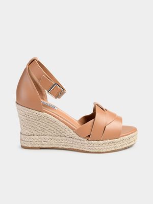 Women's Madison Nude Landry Cross Over Espadrille Wedges