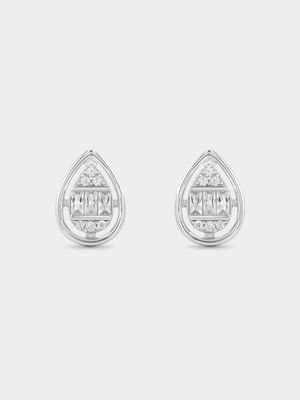 Sterling Silver Cubic Zirconia Multi-Stone Pear Stud Earrings