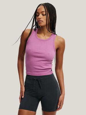 Women's Cotton On Purple Active Core Rib Racer Tank Top