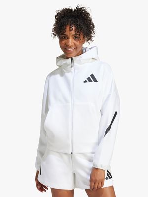 Womens adidas Z.N.E White Hoodie