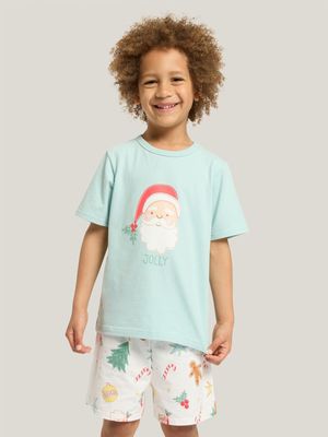 Cotton On Kids  Blue Christmas Jordan Pyjama Set