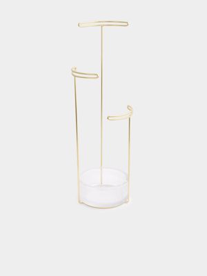 Umbra Tesora Brass Plated Glass Three-Level Jewellery Stand