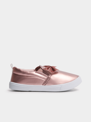 Jet Older Girls Pink Metallic Butterfly Slip On Sneakers