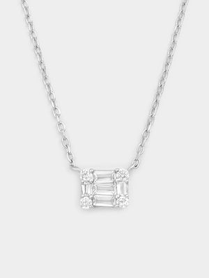 Sterling Silver Cubic Zirconia Baguette Pendant