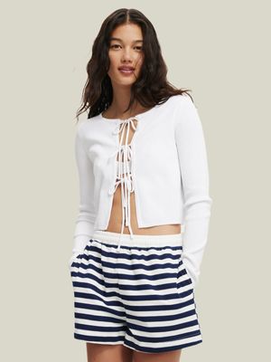 Women's Cotton On White Essential Triple Tie Crew Cardigan