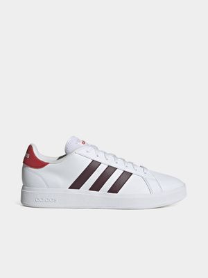 Mens Adidas Grand Court Base 2.0 White/Maroon Sneaker