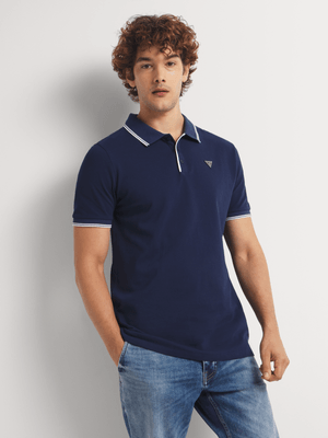 Men's Guess Blue Tipped Core Cave Polo