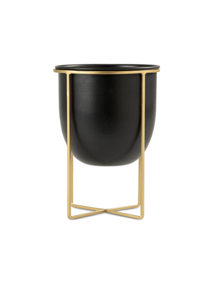 planter modern black & gold med 25x19cm