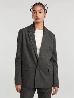 G-Star Women's Check Boyfriend Grey Blazer