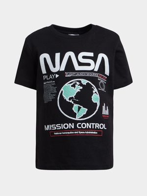 Jet Younger Boys Black NASA T-Shirt