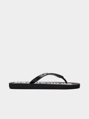 Boy's Quiksilver Black Java Wordmark Flip Flops