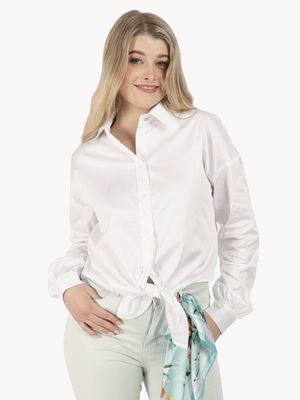 Women's Guess White Dea Bowed Shirt