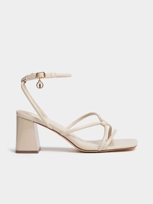 Asymmetrical Strap FF Logo Block Heels