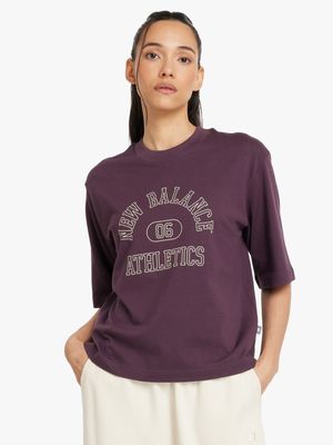 Womens New Balance Oversized Varsity Purple Tee