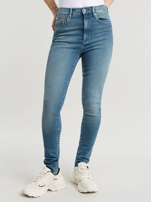 G-Star Women's Kafey Ultra High Skinny Faded Blue Jeans