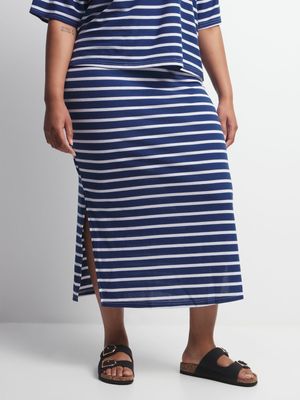 Jet Women's Blue/White Stripe Knit Skirt