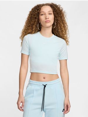 Nike Women's Essential Slim Cropped Aqua T-Shirt