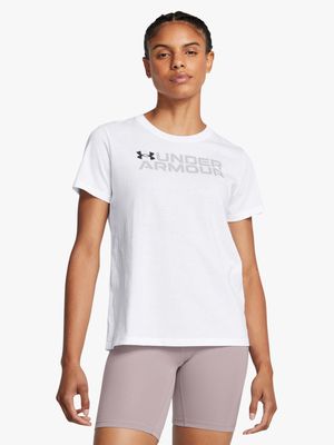 Womens Under Armour Big Logo White Short Sleeve Top