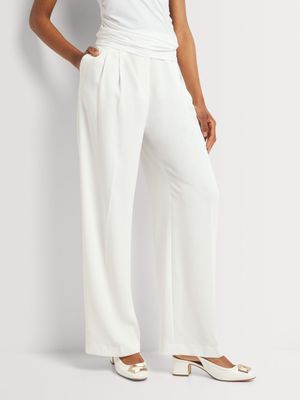 Wide Leg Extended Tab Pleated Pants