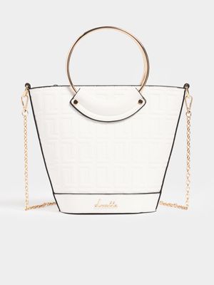 Luella Metal Handle Bucket Bag