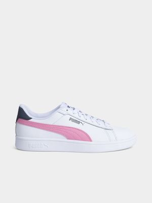 Junior Puma Smash 3.0 White/Pink Sneaker