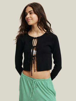 Women's Cotton On Black Essential Triple Tie Crew Cardigan