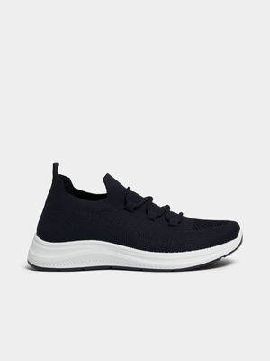 Jet Women's Navy Lace Up Knit Sneaker