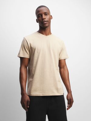 Mens TS Everyday V-Neck Sand Cotton Tee