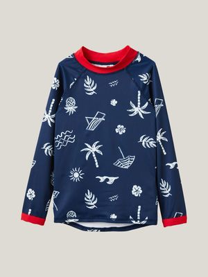 Cotton On Kids Boy Navy Flynn Long Sleeve Raglan Rash Vest