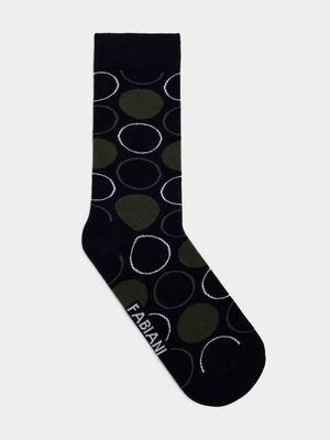 Fabiani Men's Navy Multi-Spot Cotton Blend Socks