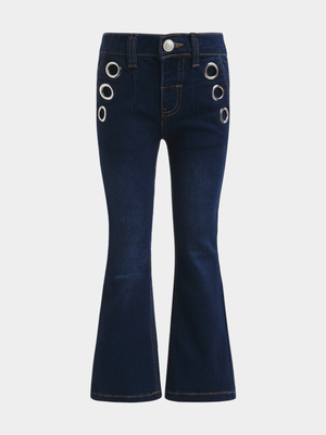 Jet Younger Girls Blue Eyelit Flare Jeans