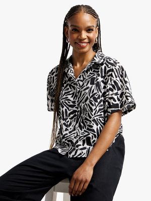 Women's Black & White Boxy Shirt