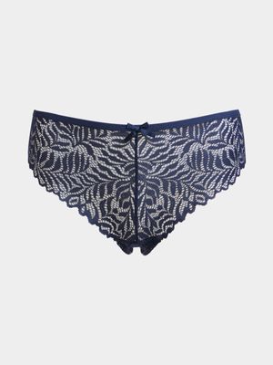 Jet Women's Navy Lace Brazillian