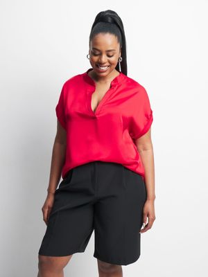 Jet Women's Red Satin Shell Top