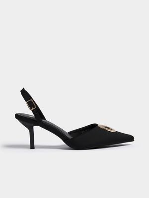 Women's Black Slingback Heels