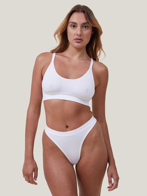 Women's Cotton On White Seamless High Cut G String Briefs