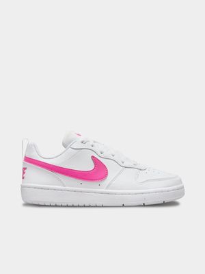 Junior Grade School Nike Court Borough Recraft White/Pink Low Sneaker